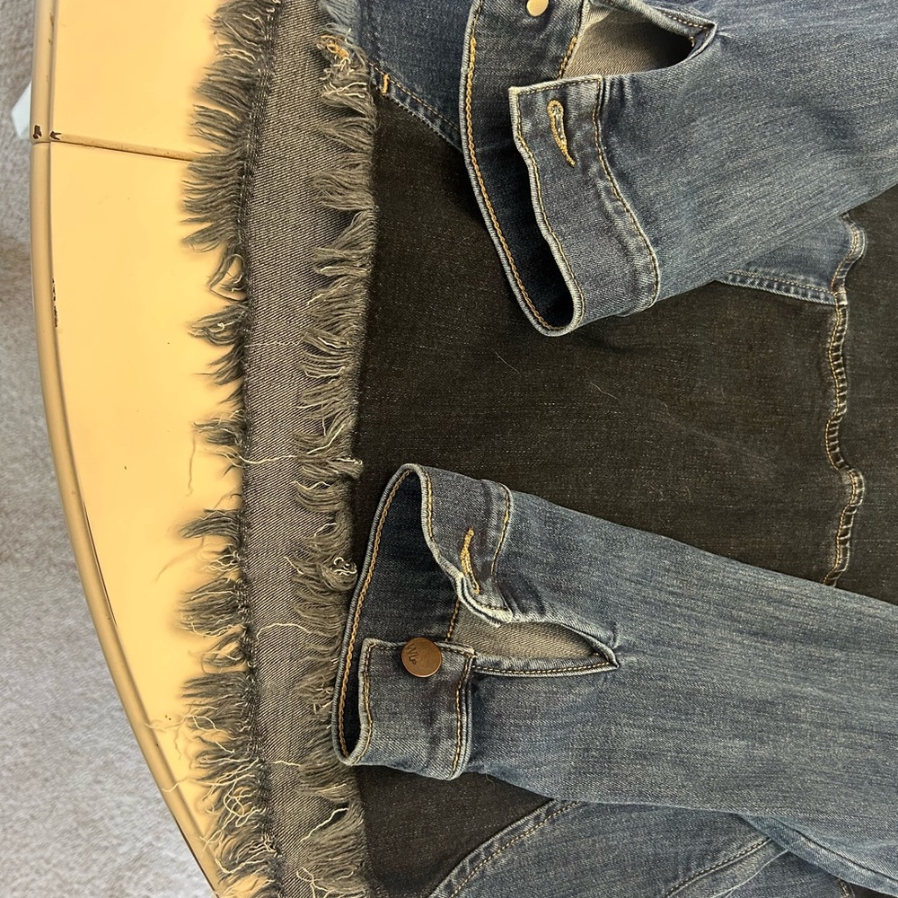 Denim Patchwork Jacket With Zipper - image 4